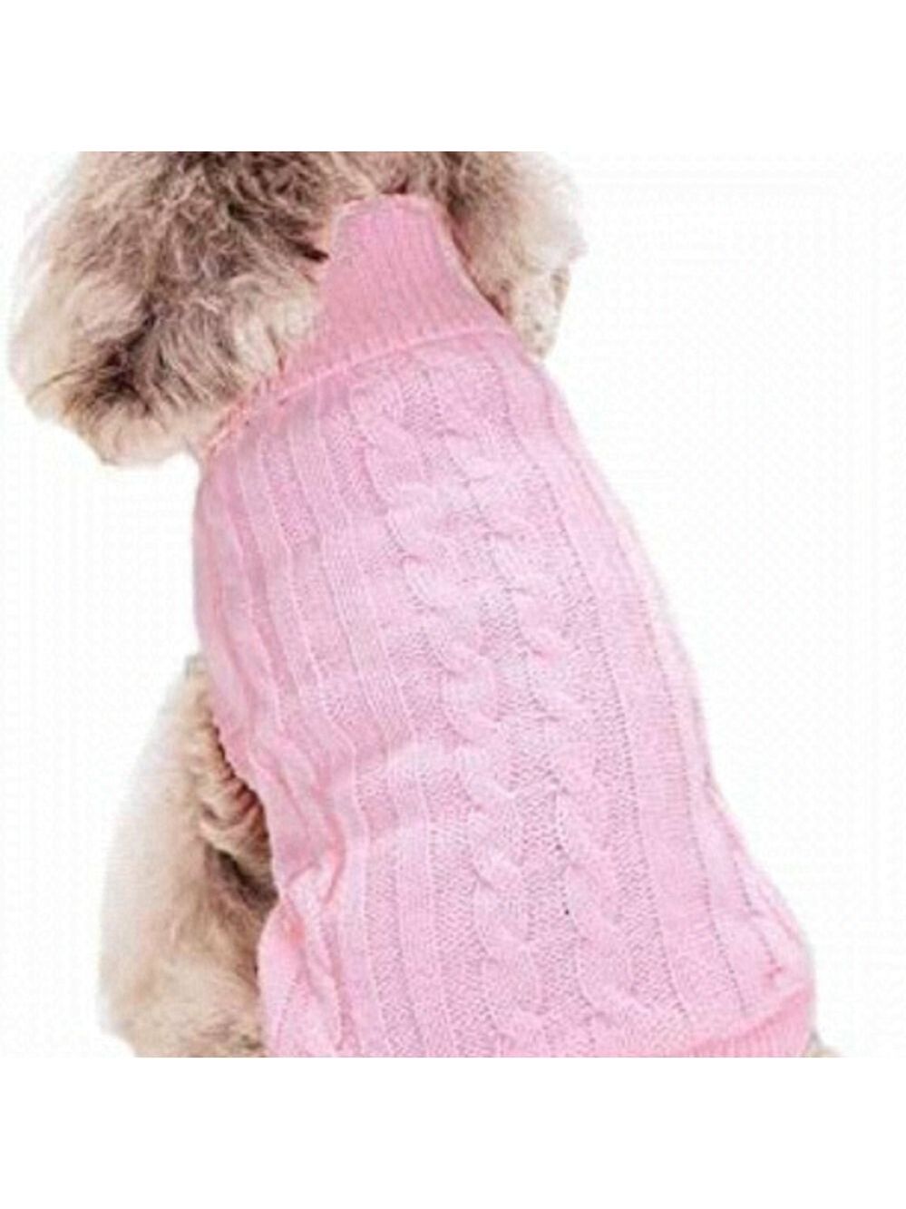Fami Small Slip On Pink Straw Rope Knit Warm Winter Dog/Cat Sweater